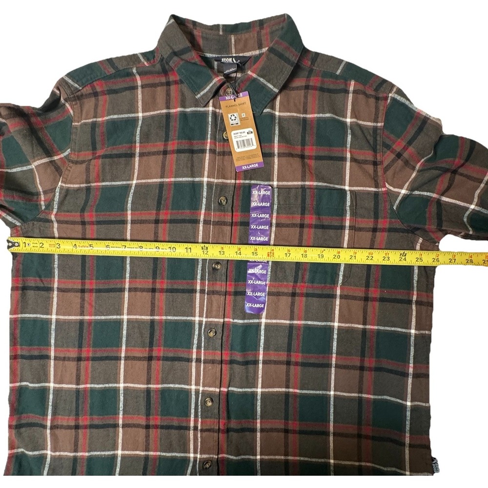 NEW Eddie Bauer Men's LS Cotton Flannel Shirt Mocha Overland Plaid Size 2XL NWT - Picture 4 of 8